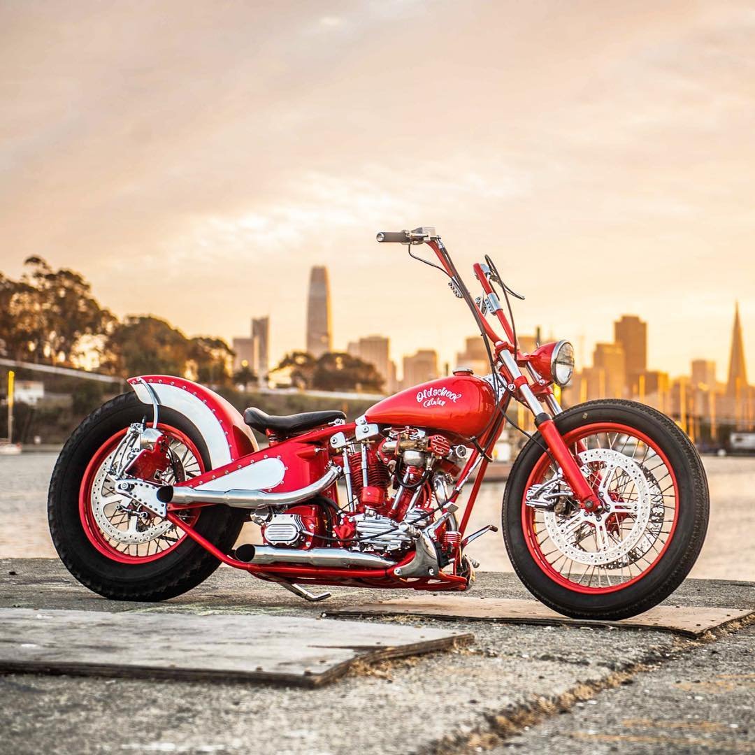 Photo of Arlen Ness’ last build and last bike he rode called “Old School”