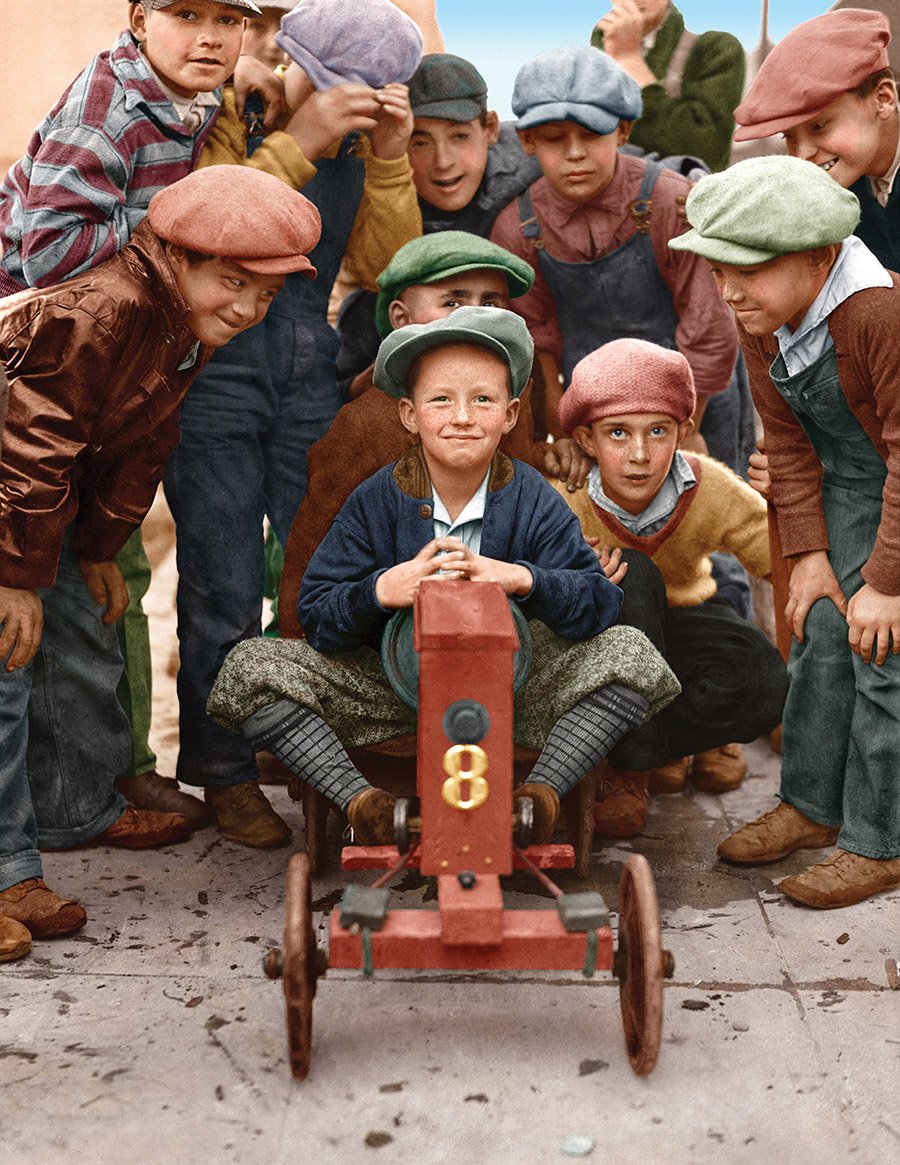 c. 1930 colorized photograph